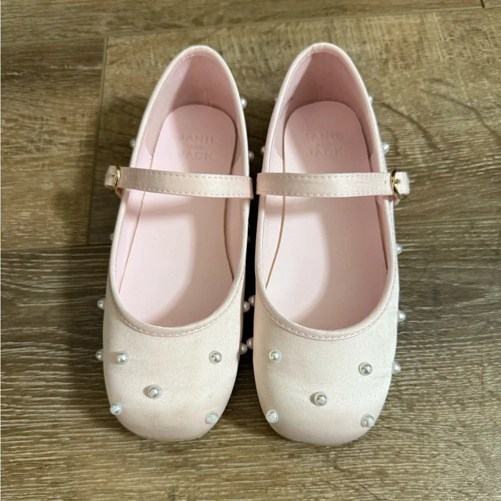 Janie & Jack Pink Pearl-Embellished Mary Jane Shoes